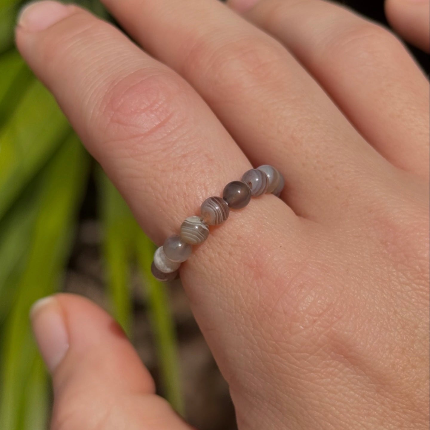 botswana agate beaded ring