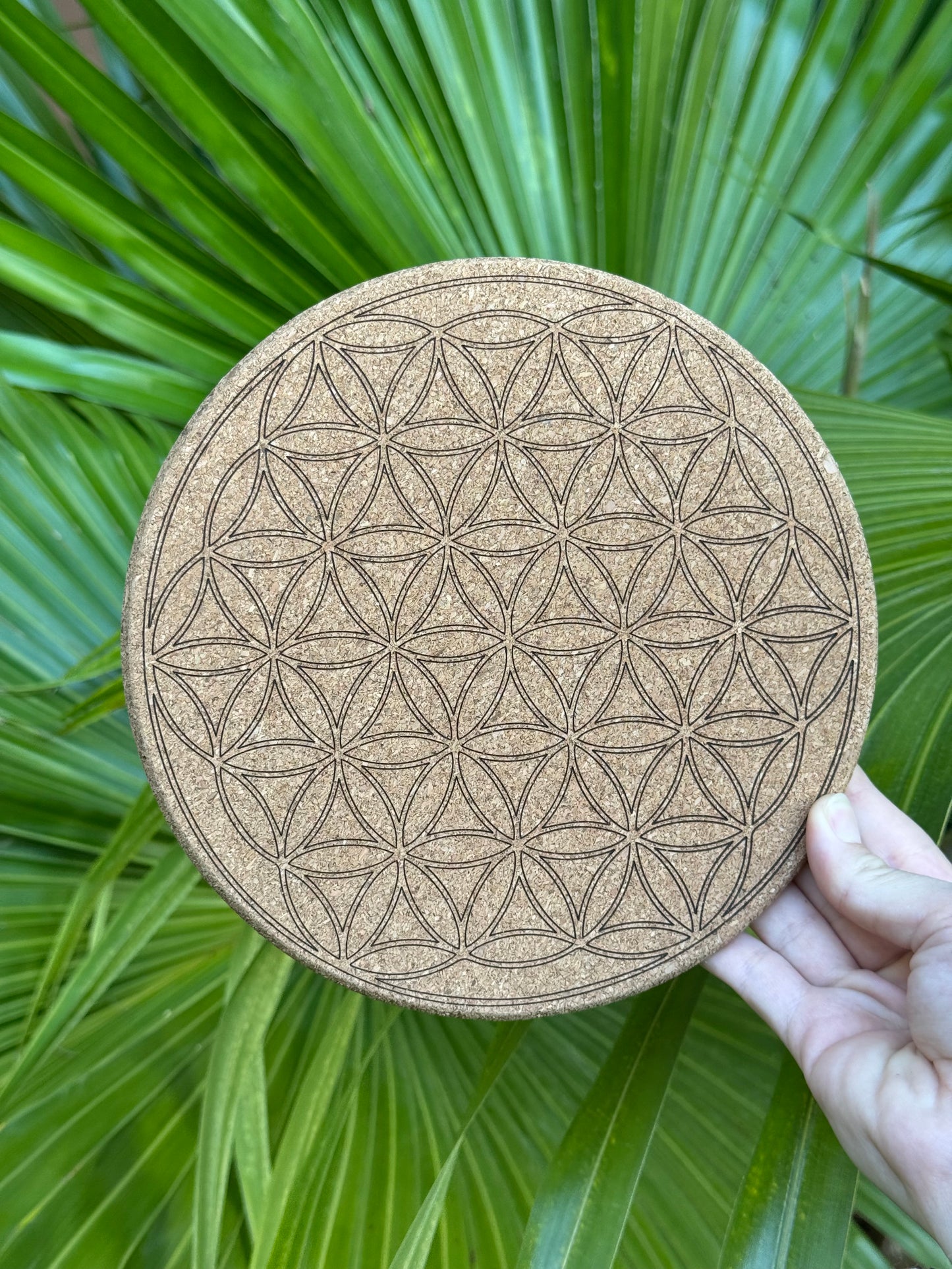 flower of life cork crystal grid