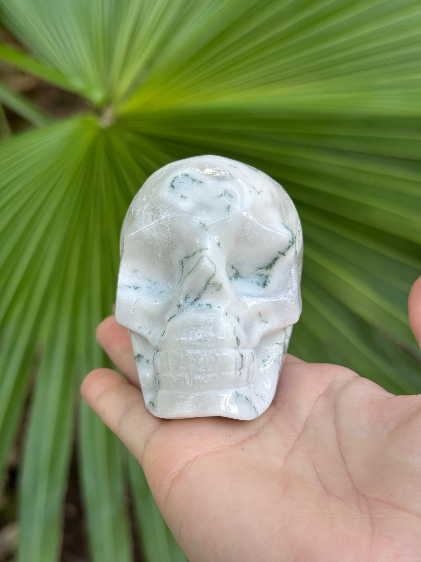 moss agate skull A