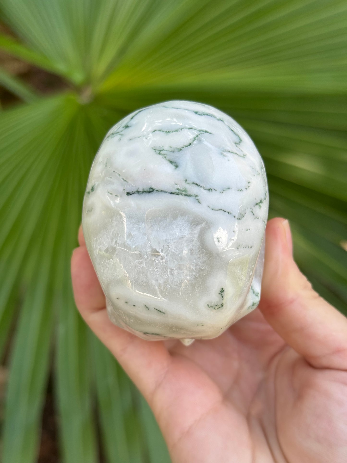 moss agate skull A