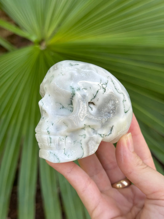 moss agate skull A
