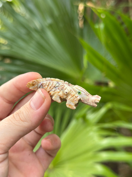 soapstone crocodile carving